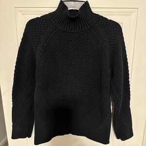 Calvin Klein Black Directional Stitch Cable knit Mock Neck Sweater